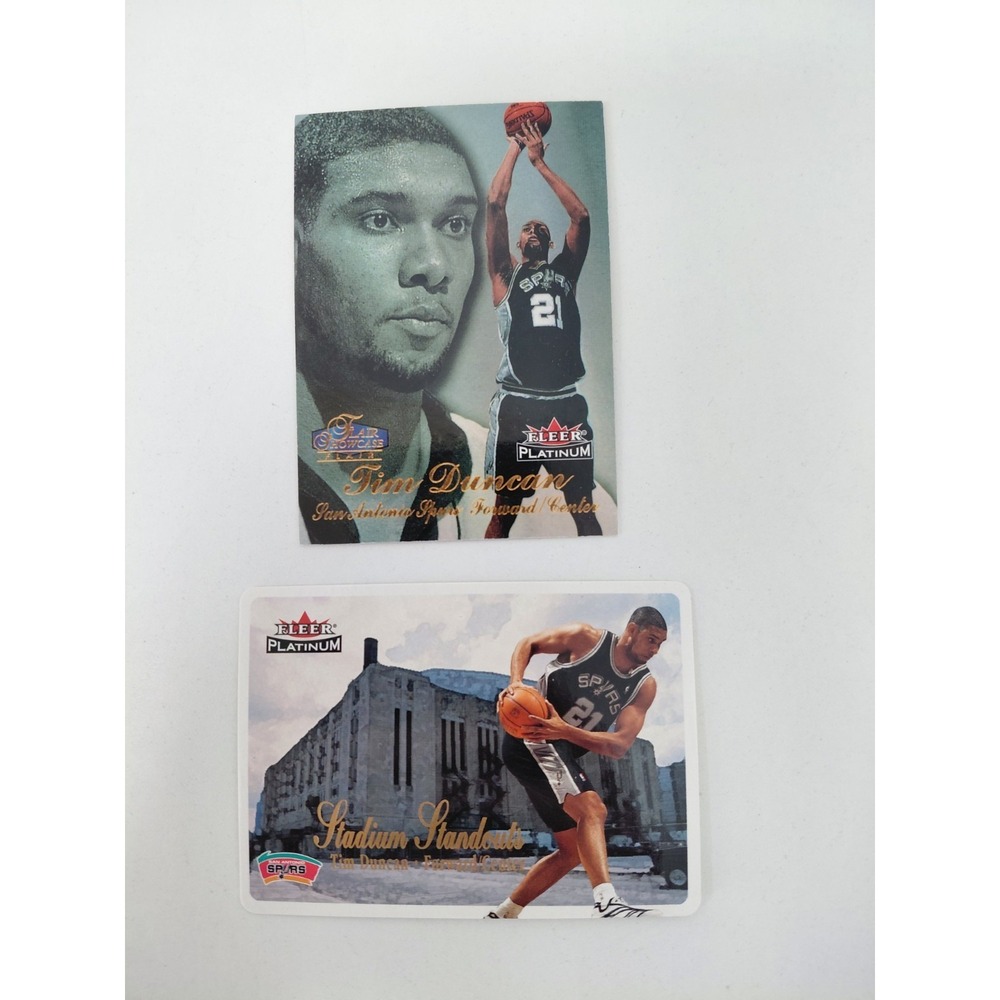 LOT of 2 Tim Duncan Fleer 97-98 01-02 NBA Trading Cards Spurs‎